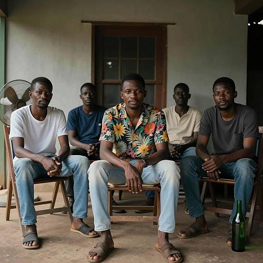 Group of African Men Sitting on Porch
