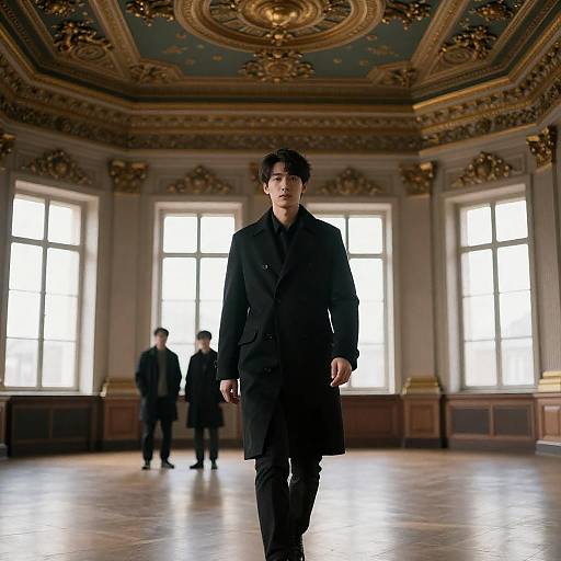 Elegant Man in Ornate Grand Room