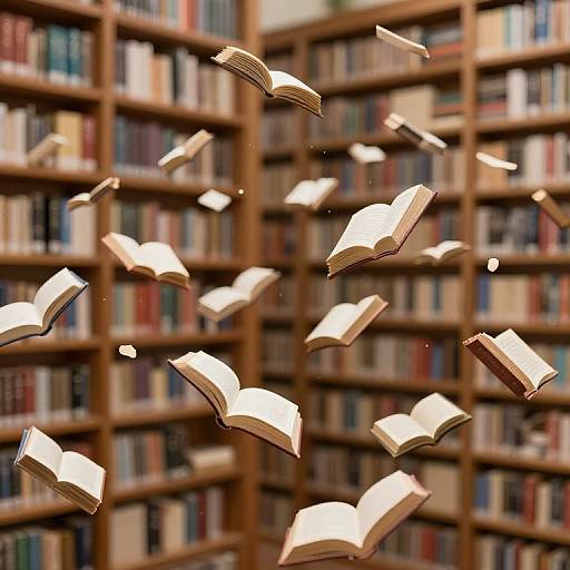 Floating Books Library with Mini Worlds