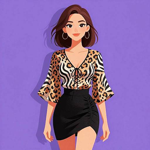 Smiling Woman in Funky Animal Print