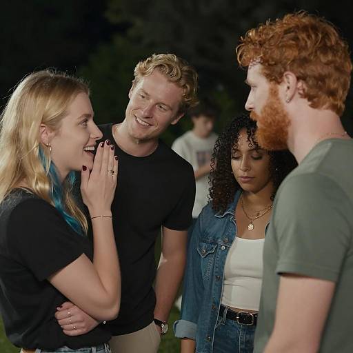 Candid Moments in a Dimly Lit Scene