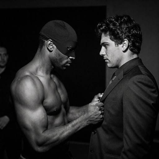 Intense Confrontation in Shadowy Room