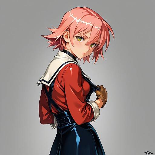 Illustration of Haruhara haruko, flcl in the style of Optionaltypo