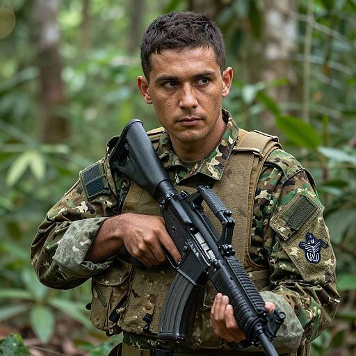 Photorealistic Soldier in Jungle Camouflage