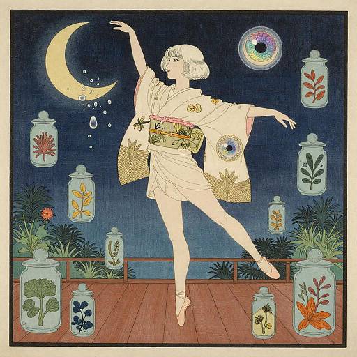 Alchemical Ukiyo-e Art Deco Ballerina