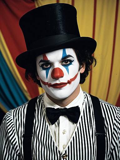 Male Clown with Top Hat and Striped Costume