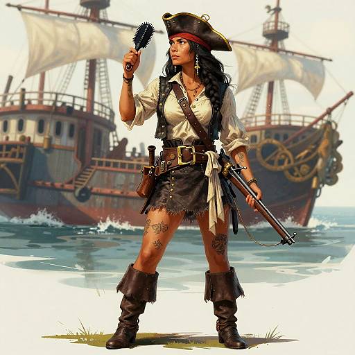 Indigenous Pirate Woman with Crossbow