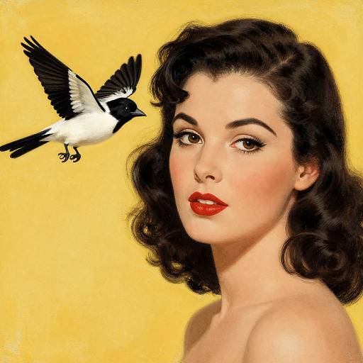 Vintage Woman with Canary Illustration
