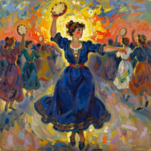Gypsy Woman Dancing at Sunset