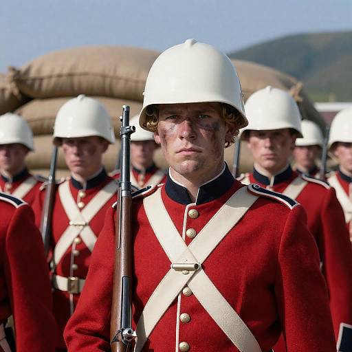 British Soldiers in Historic Mountain Scene