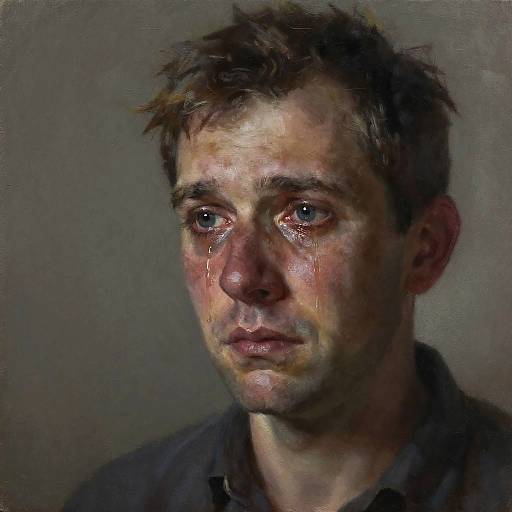 Melancholic Father in Oil Painting