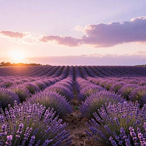 Serene Lavender Fields At Sunset