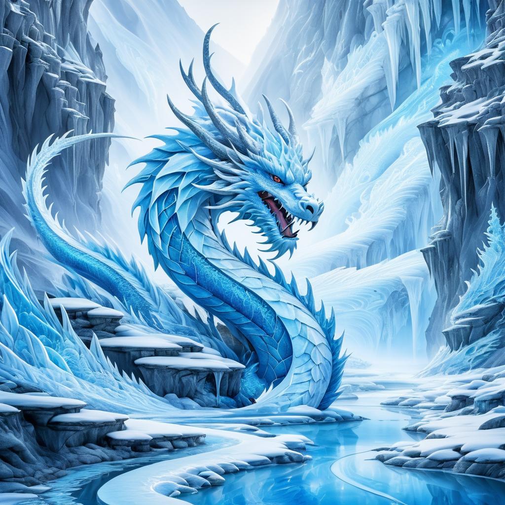 Enchanting Snow Dragon in Icy Landscape