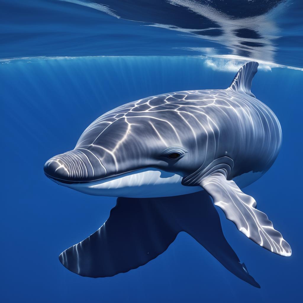 Hyper-Realistic Baby Whale in Blue Waters