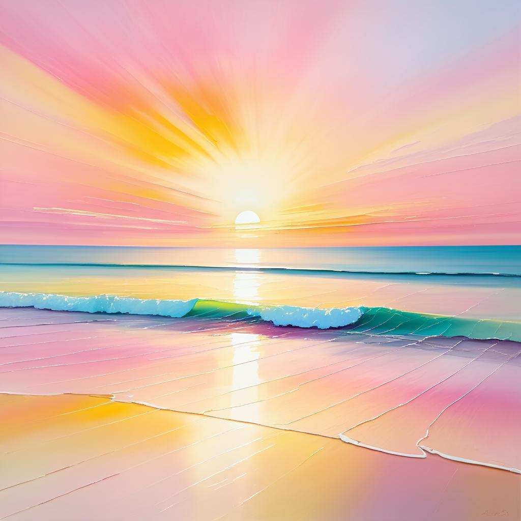 Serene Beach Sunrise Abstract Painting