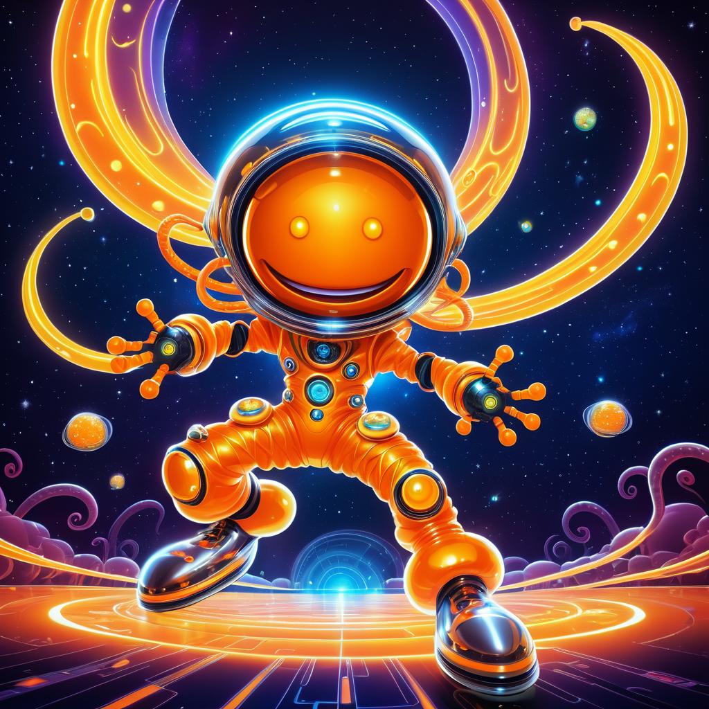 Colorful Cartoon Alien in Futuristic Outfit