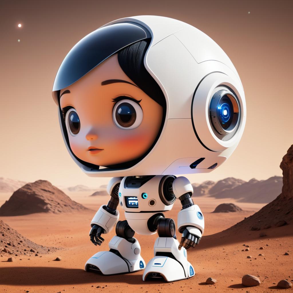 Futuristic Pinocchio Robot on Mars