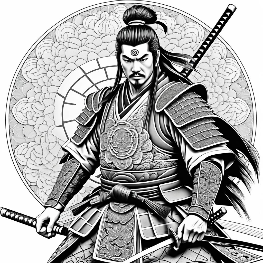 Intricate Samurai Coloring Page Design