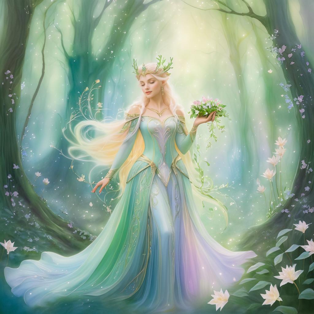 Enchanting Scene of Elven Queen and Guardian