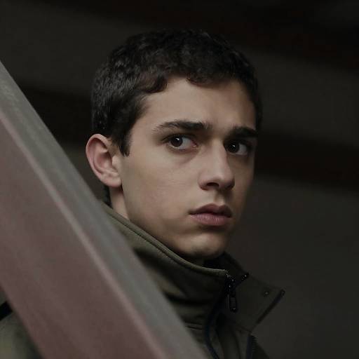 Concerned Young Man in Framed Portrait