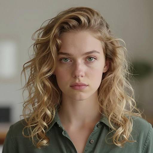 Young Blonde Woman with Curly Hair