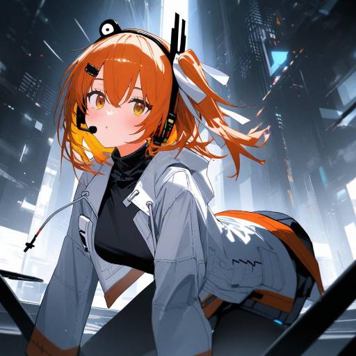 Futuristic Android Girl in Urban Landscape