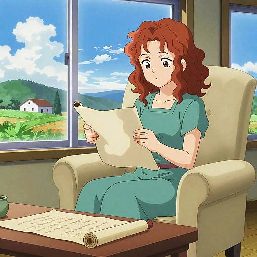 Curly Redhead Reading in Shōnen Photo