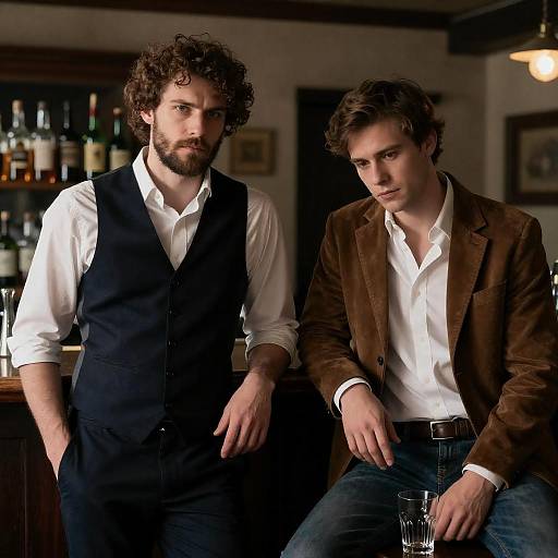 Intense Moments in a Rustic Bar