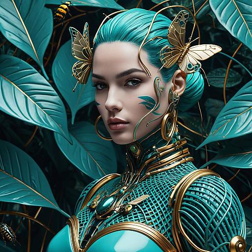 Intricate Porcelain Cyborg Bust Render