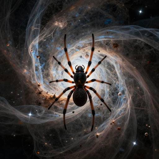 Ethereal Orb Weaver Amid Nebulae