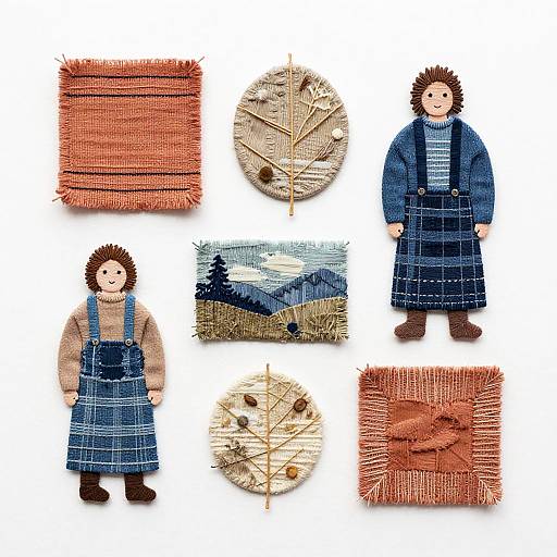 Minimalist Highland Folklore Patchwork Collage