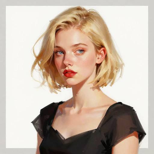 Pensive Blonde Woman Digital Portrait