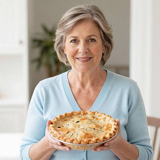 Mature Woman Holding Pie Portrait