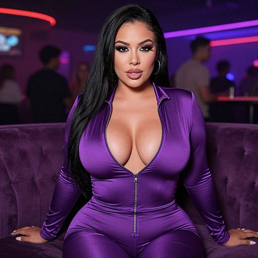 Confident Woman in Neon Club