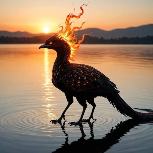 Fiery Phoenix at Sunset by Water Fiery Phoenix at Sunset by Water