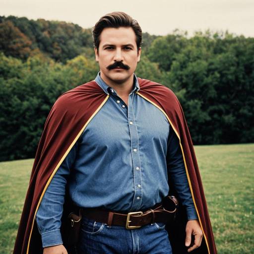 Man in Cape and Denim Shirt Outdoors