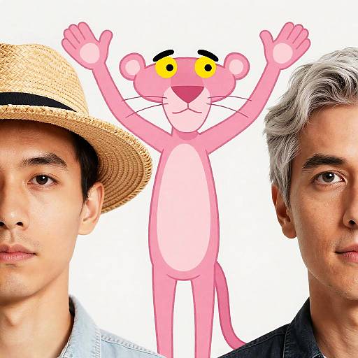 Whimsical Portrait with Cartoon Panther