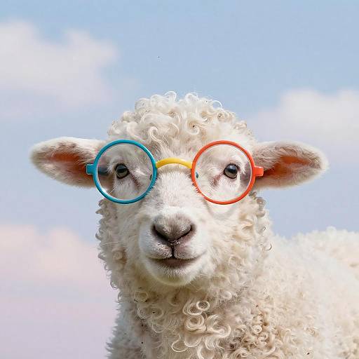 Playful Lamb with Colorful Novelty Glasses