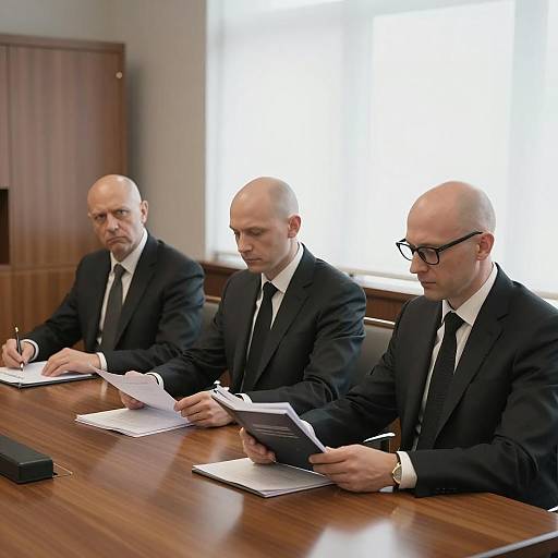Three Bald Men in Dark Suits