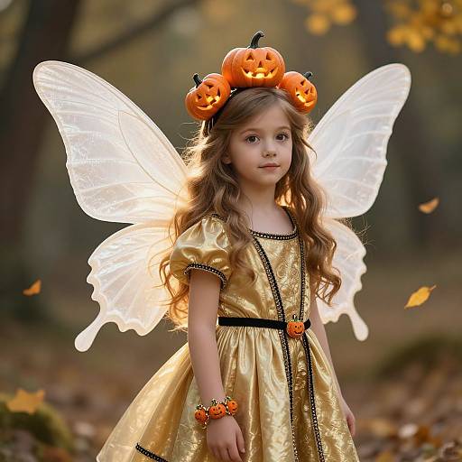 Golden Autumn Fairy in Enchanted Forest