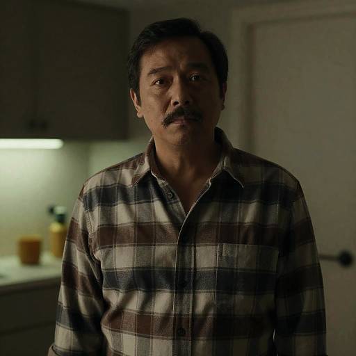 Serious Man in Dimly Lit Room