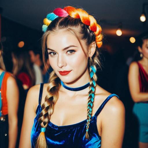 Vibrant 80s Viking Braid Party Style