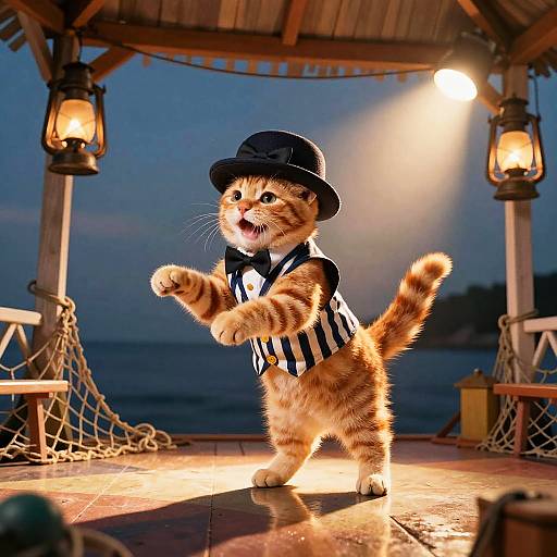 Charismatic Orange Tabby Seaside Show