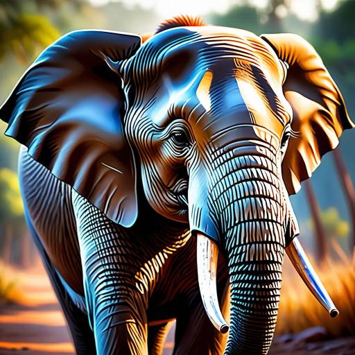 Digital Art of African Elephant Close-Up