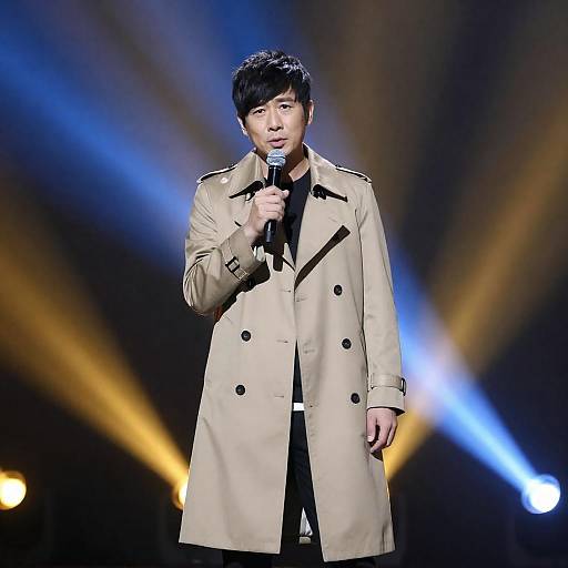 Man in Trench Coat Under Dramatic Lights