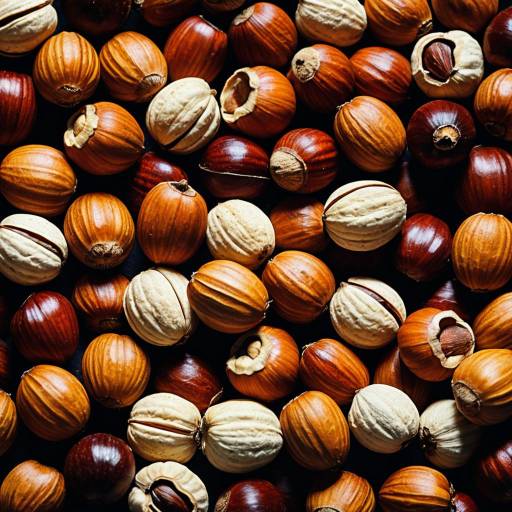 Close-Up Macro of Densely Packed Hazelnuts