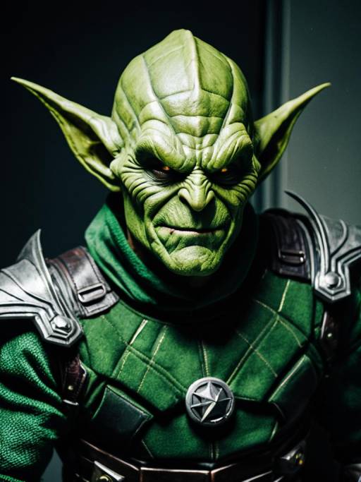 Man in Detailed Green Goblin Cosplay Costume
