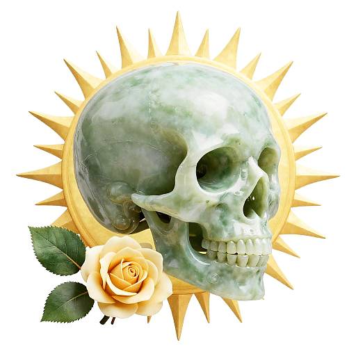 Jade Skull Sunburst Portrait in Profile