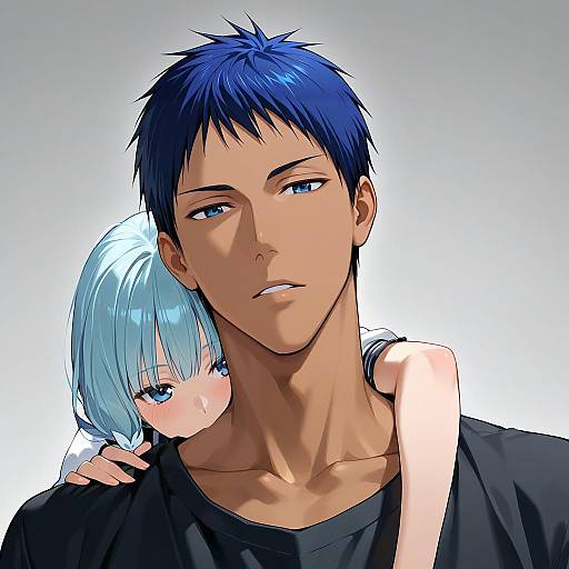 Illustration of Aomine daiki, kuroko no basuke in the style of Rinzo
