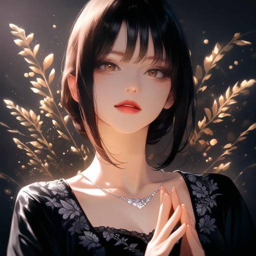 Realistic Portrait of Makima in Black Dress